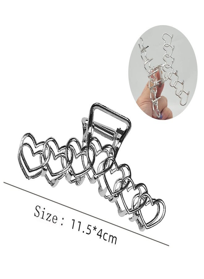 VOTACOS 2PCS Y2k Metal Hair Claw Clips Star Heart Hair Clips for Women Big Nonslip Design Claw Hair Clips for Thick and Thin Hair Stitching Silver Large Hair Accessories for Women and Girls. - Image 5